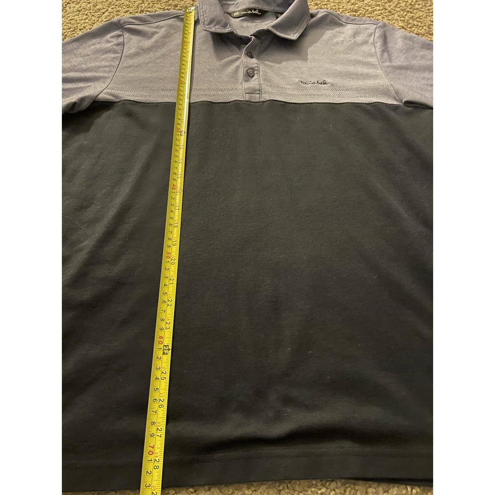 Travis Mathew Short Sleeve Polo Shirt Blue Black Colorblock Logo Large JBHS - Picture 5 of 9